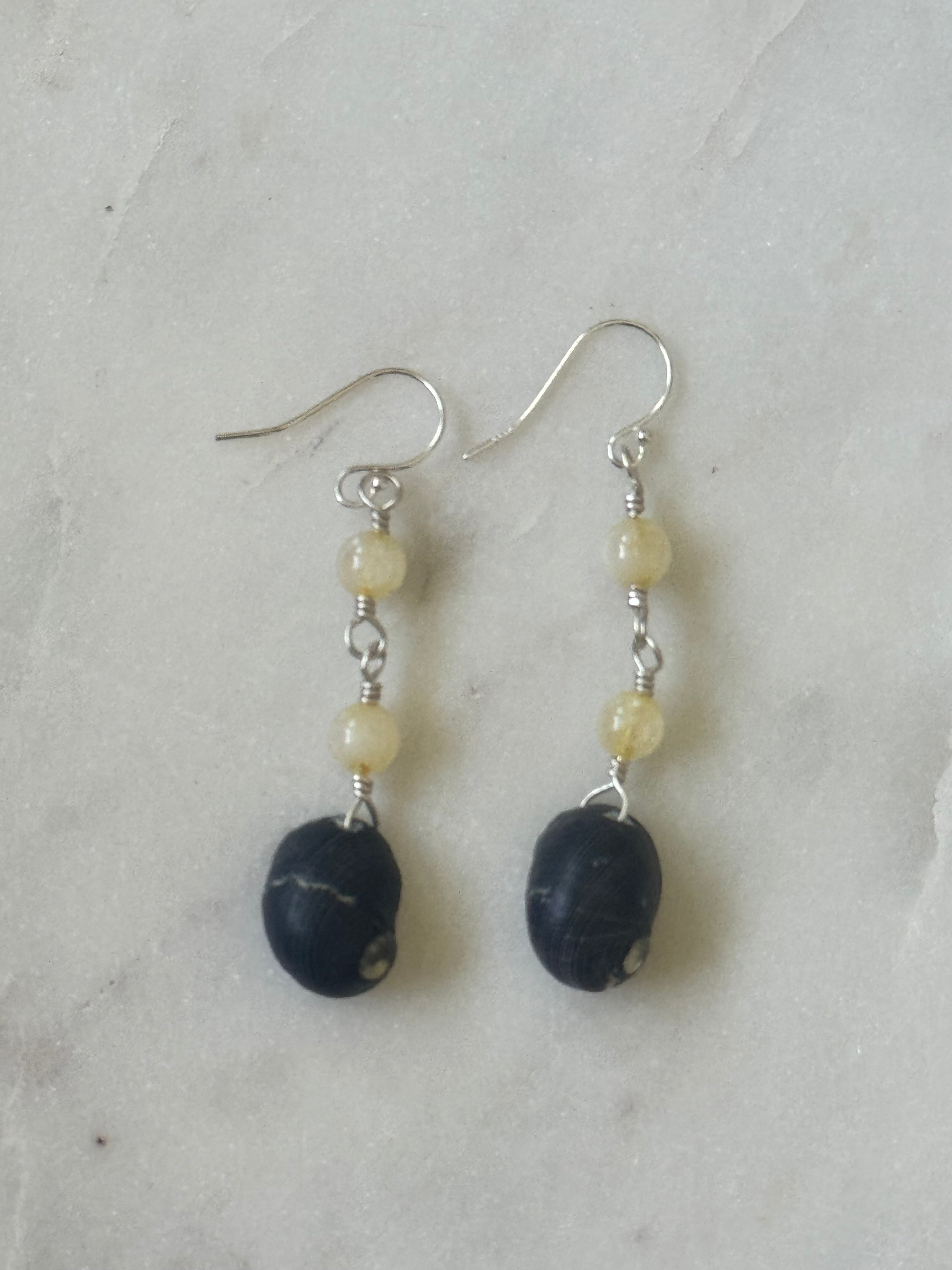 Sterling Silver Hawaiian Pipipi Nerite Shell Earrings - Beach Jewelry