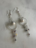 Dangly Sterling Silver Chandelier Earrings with Tourmaline Gemstones and Cone Shells