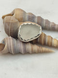 Sterling Silver Seaglass Bezel Ring - Size 7 - Handmade in Hawaii - Beach Jewelry