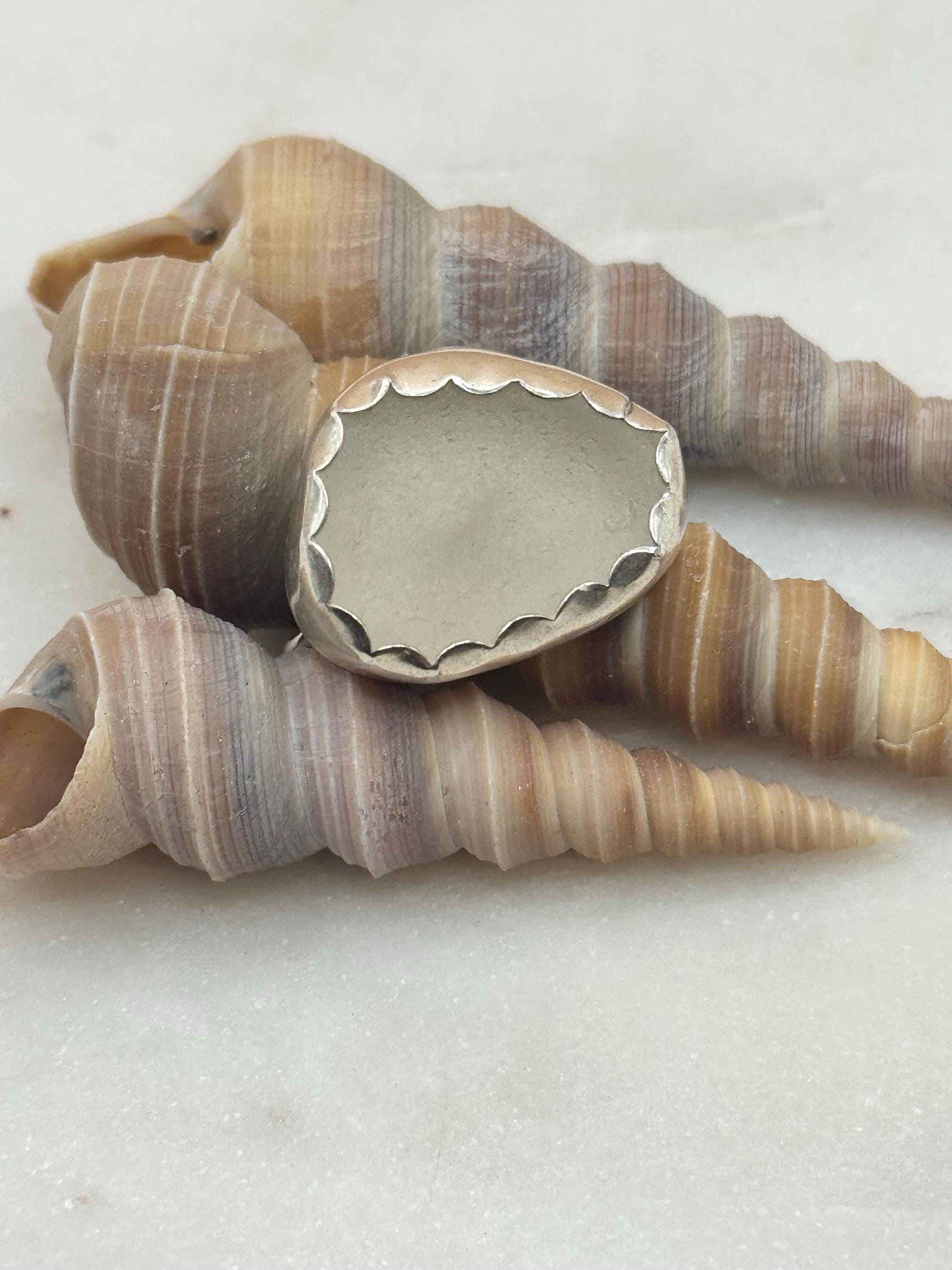 Sterling Silver Seaglass Bezel Ring - Size 7 - Handmade in Hawaii - Beach Jewelry