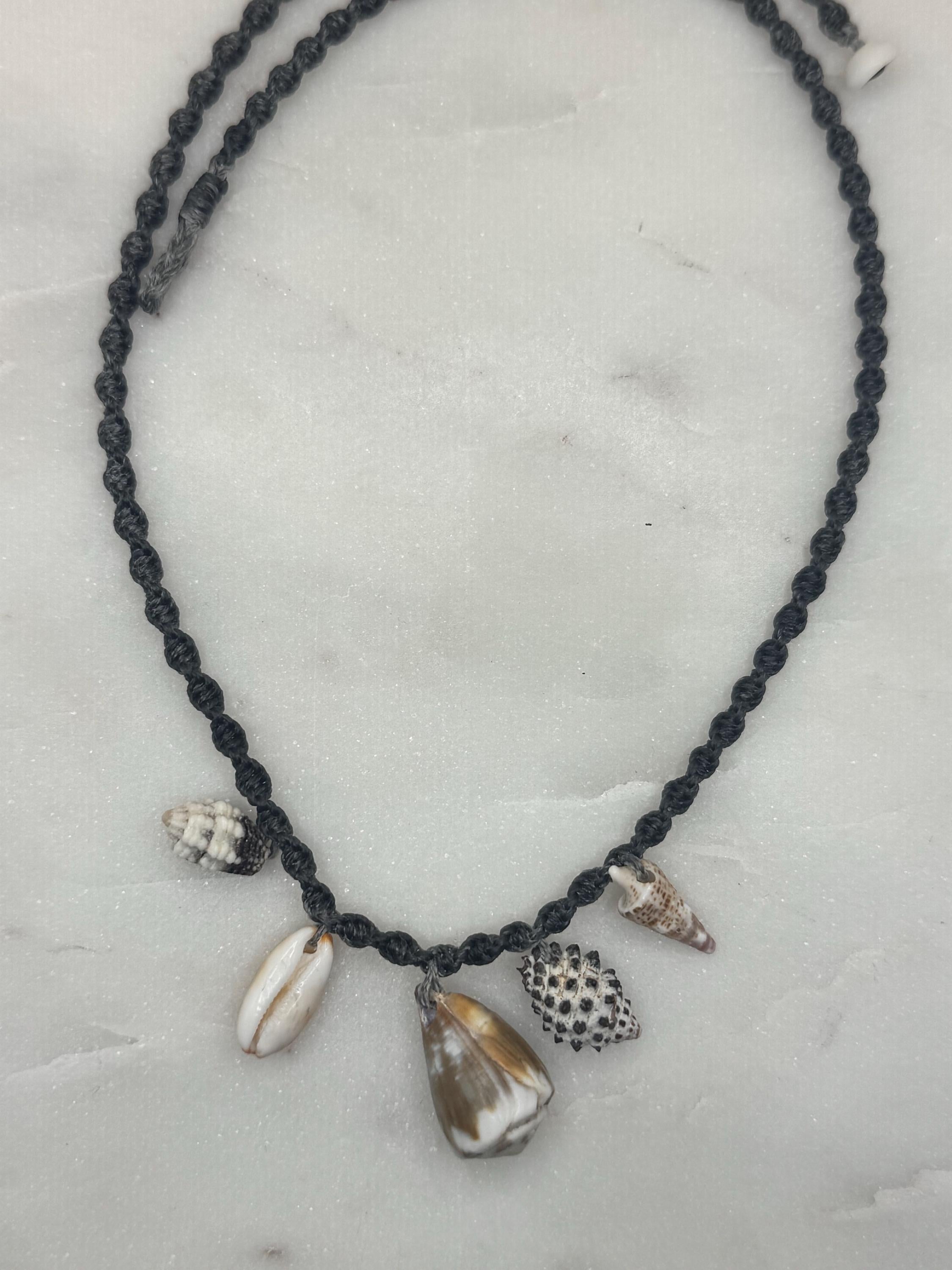 Macrame Seashell Charm Necklace - waterproof - made in Hawaii - Beach Jewlery