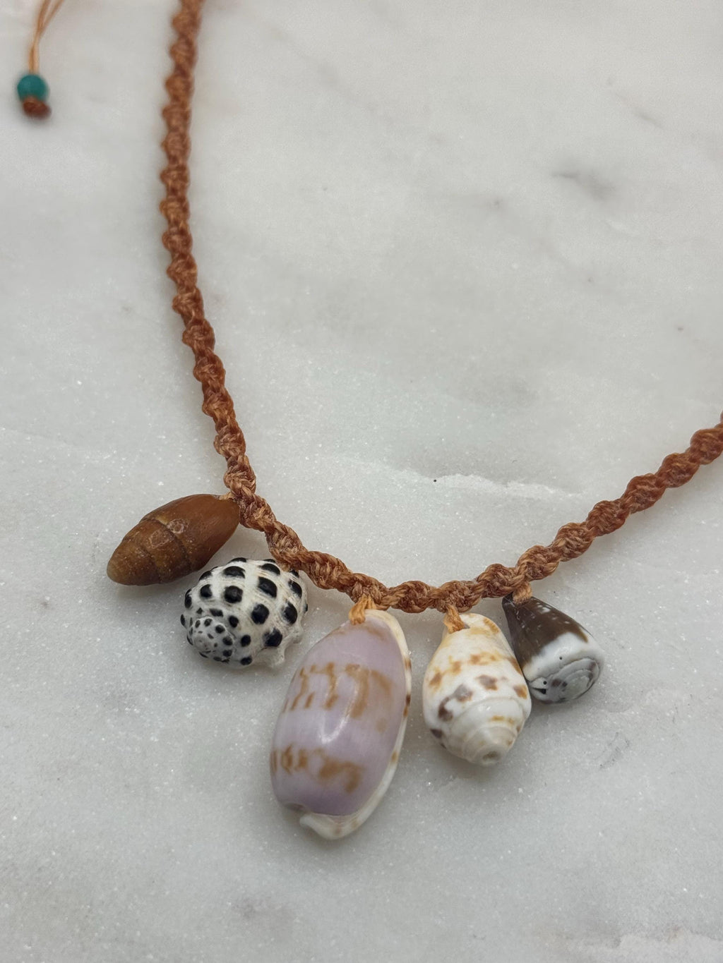 Macrame Seashell Charm Necklace - adjustable and waterproof - made in Hawaii