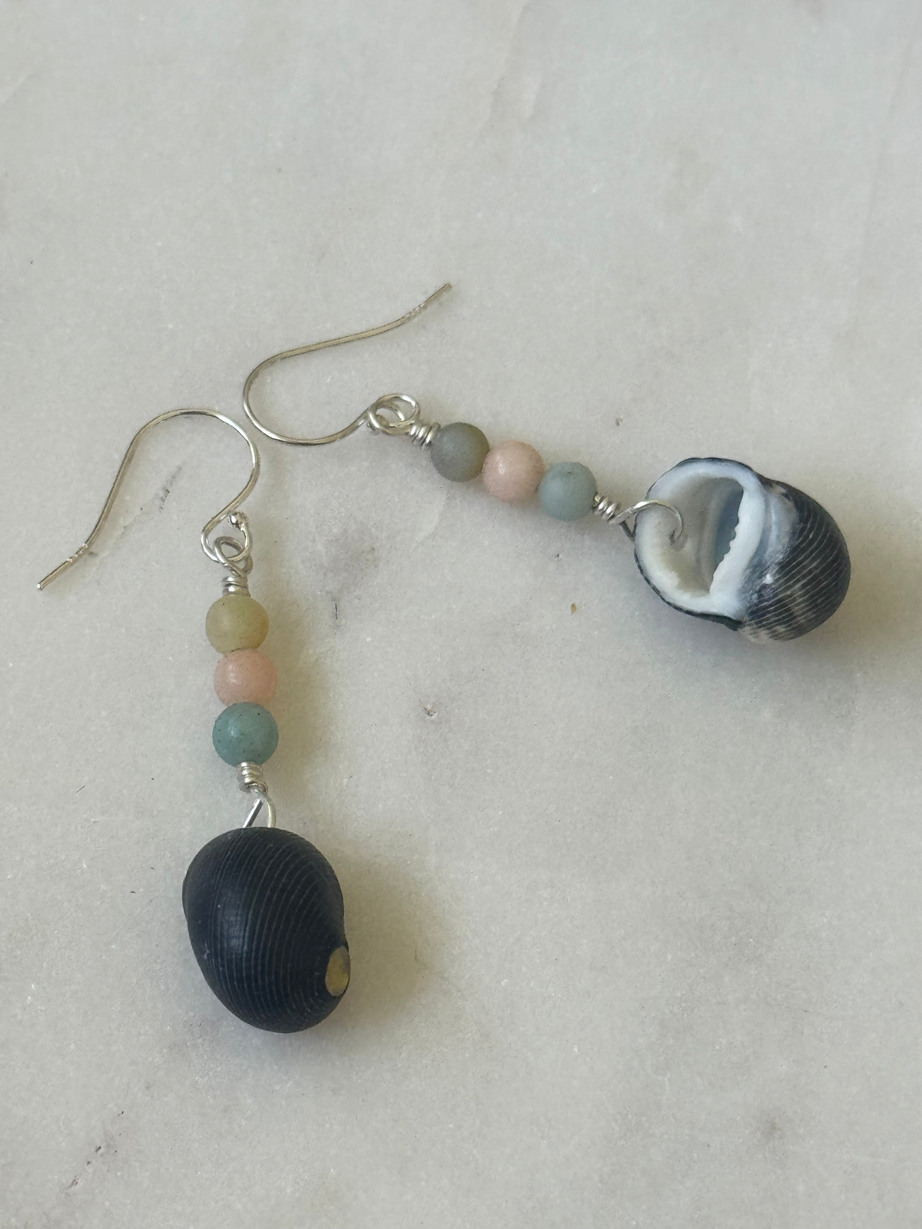 Sterling Silver Hawaiian Pipipi Nerite Shell Earrings - Beach Jewelry