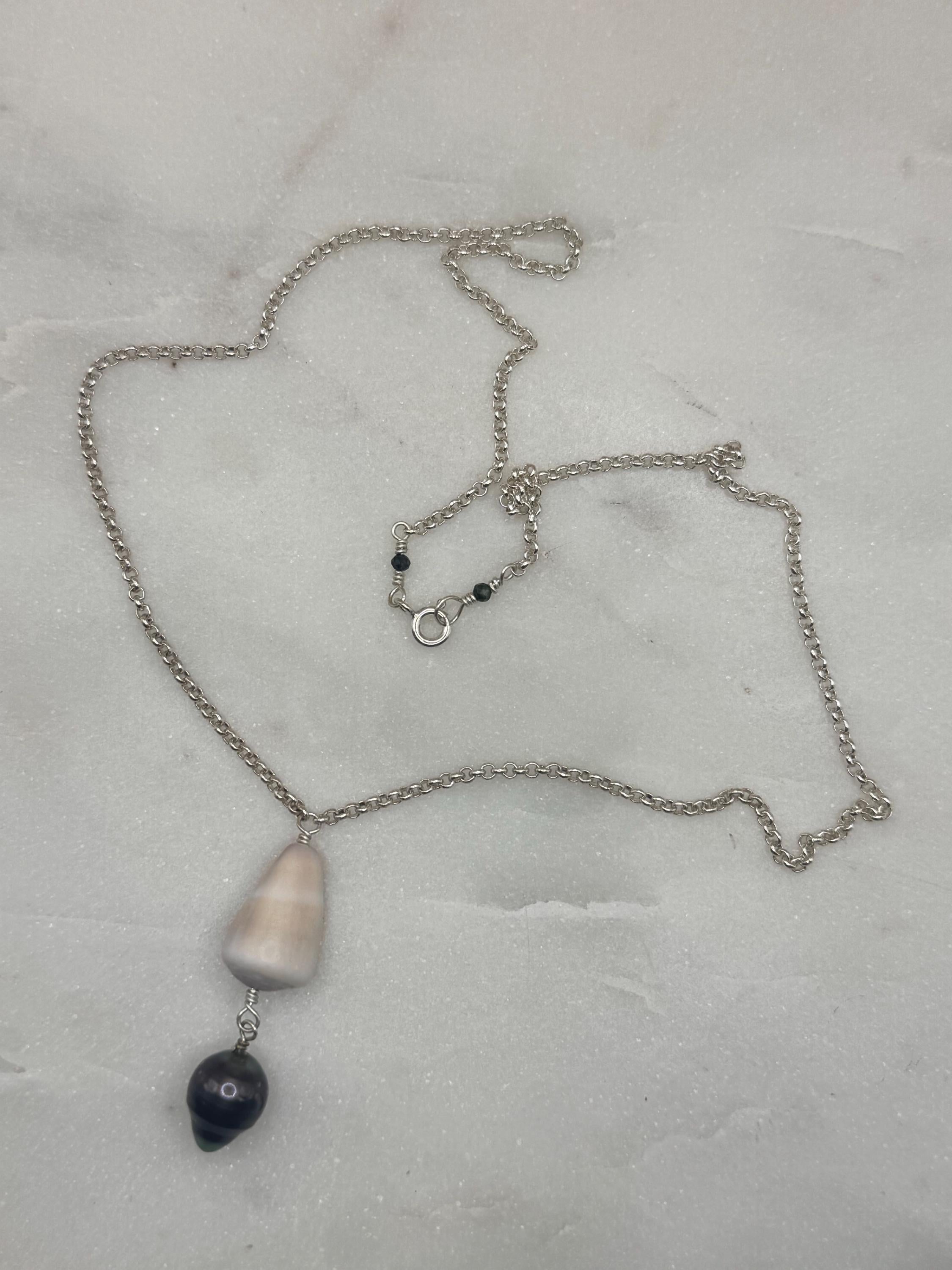 Sterling Silver Cone Shell Necklace with Tahitian pearl - Beach Jewelry - handmade in Hawaii
