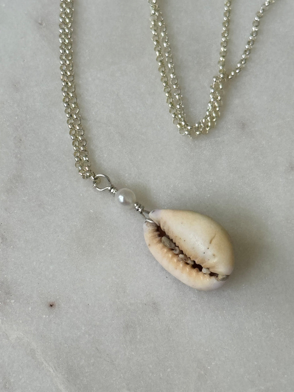 Purple Cowrie Shell Necklace in Sterling Silver - made in Hawaii