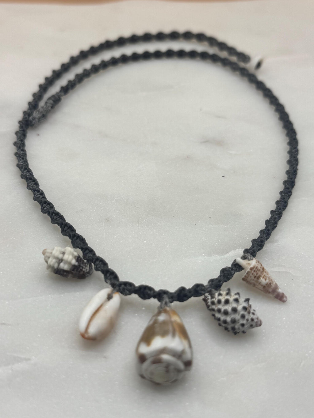Macrame Seashell Charm Necklace - waterproof - made in Hawaii - Beach Jewlery