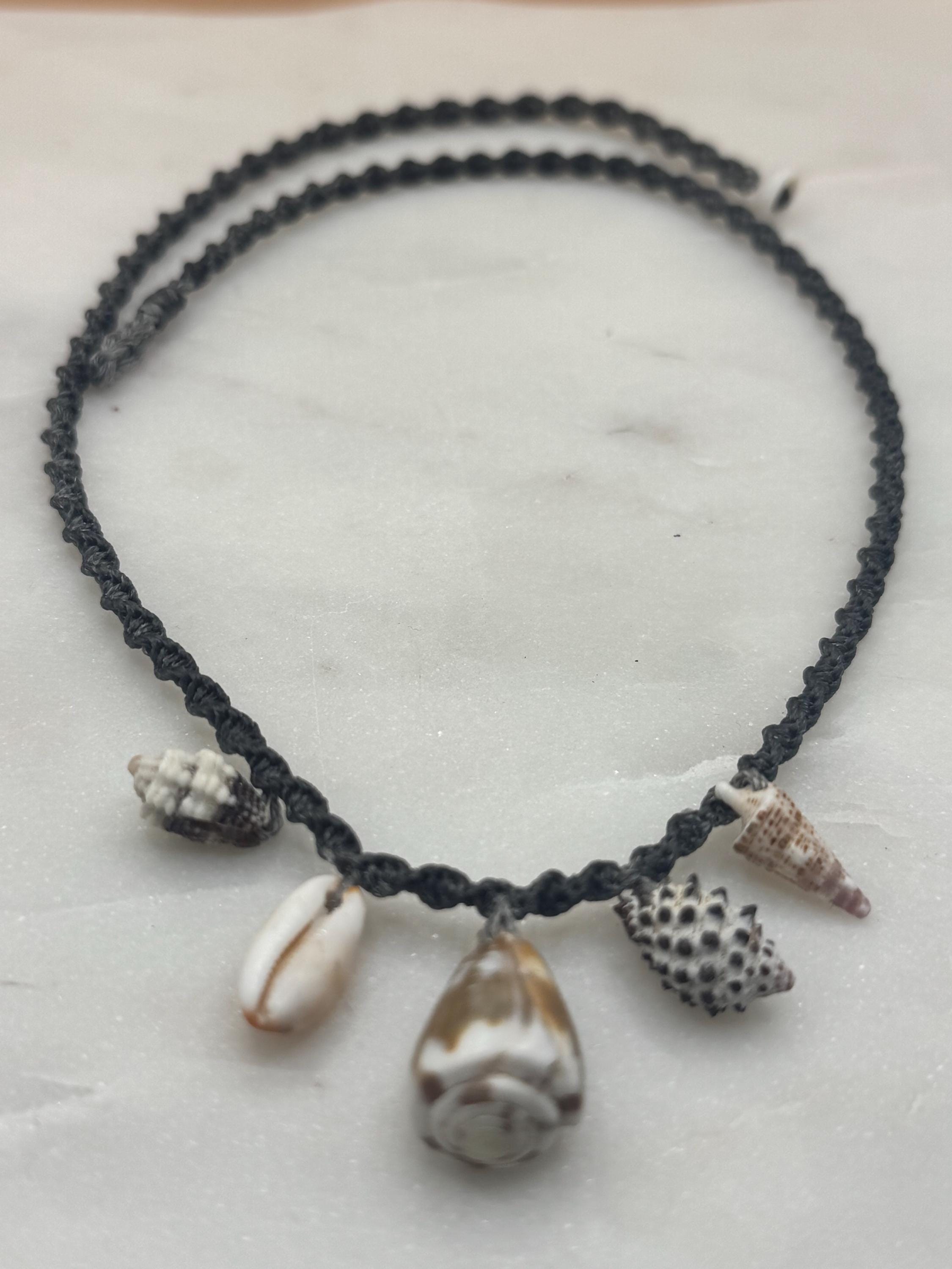 Macrame Seashell Charm Necklace - waterproof - made in Hawaii - Beach Jewlery