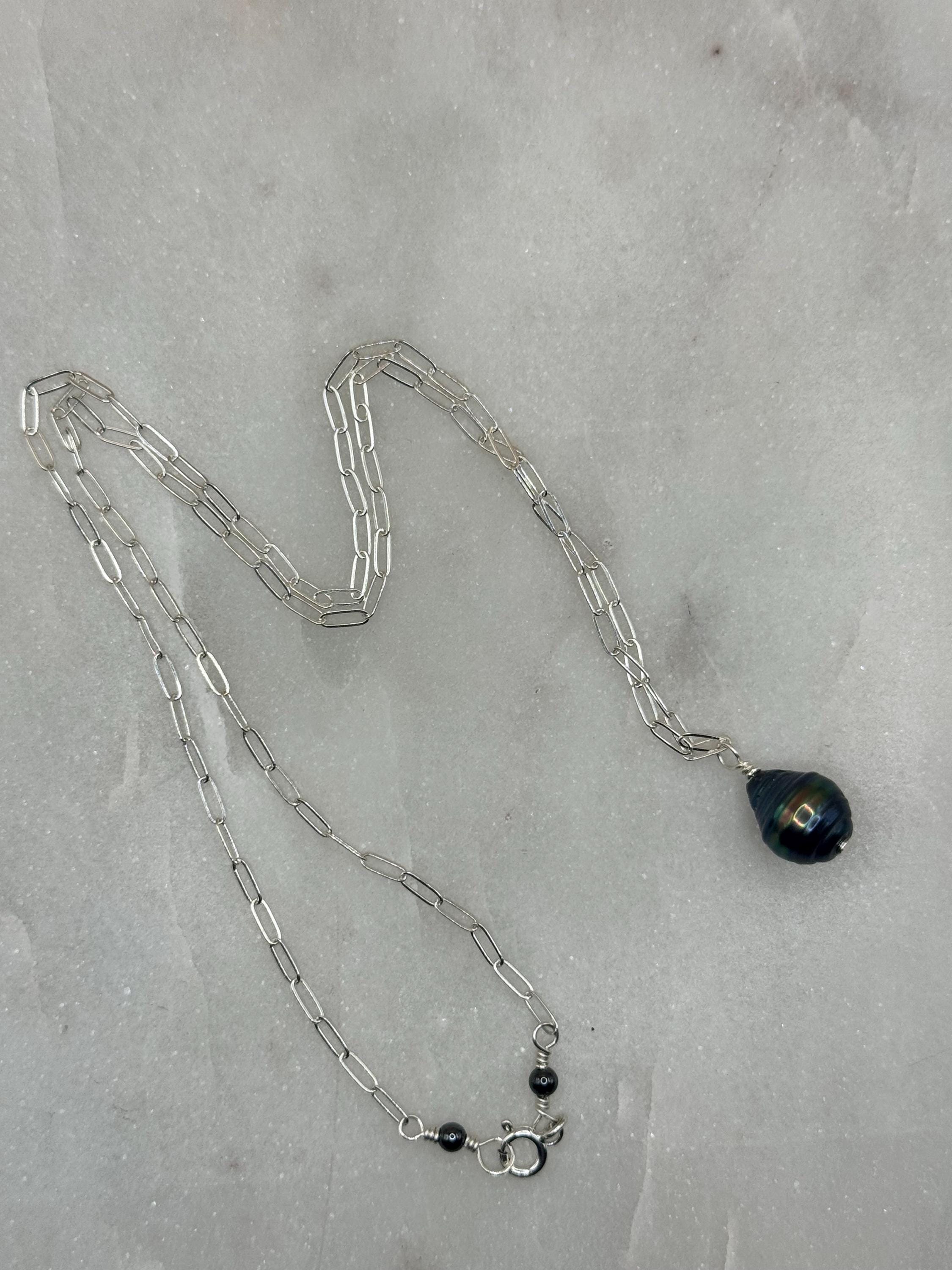 Sterling Silver Tahitian Pearl Necklace