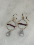 14K Gold Filled Cone Shell Earrings – Red Garnet - Handmade - Hawaiian Jewelry