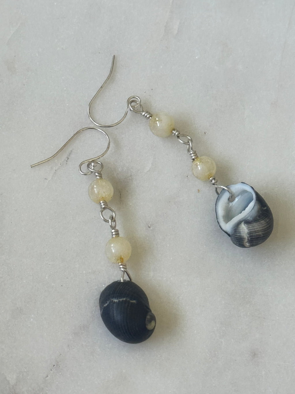 Sterling Silver Hawaiian Pipipi Nerite Shell Earrings - Beach Jewelry
