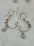 Handmade 14K Gold Filled Cone Shell Earrings - Garnet Gemstone Beach Jewelry