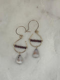 Cone Shell Earrings - Red Garnet - Handmade - 14K Gold Filled - Beach Jewelry