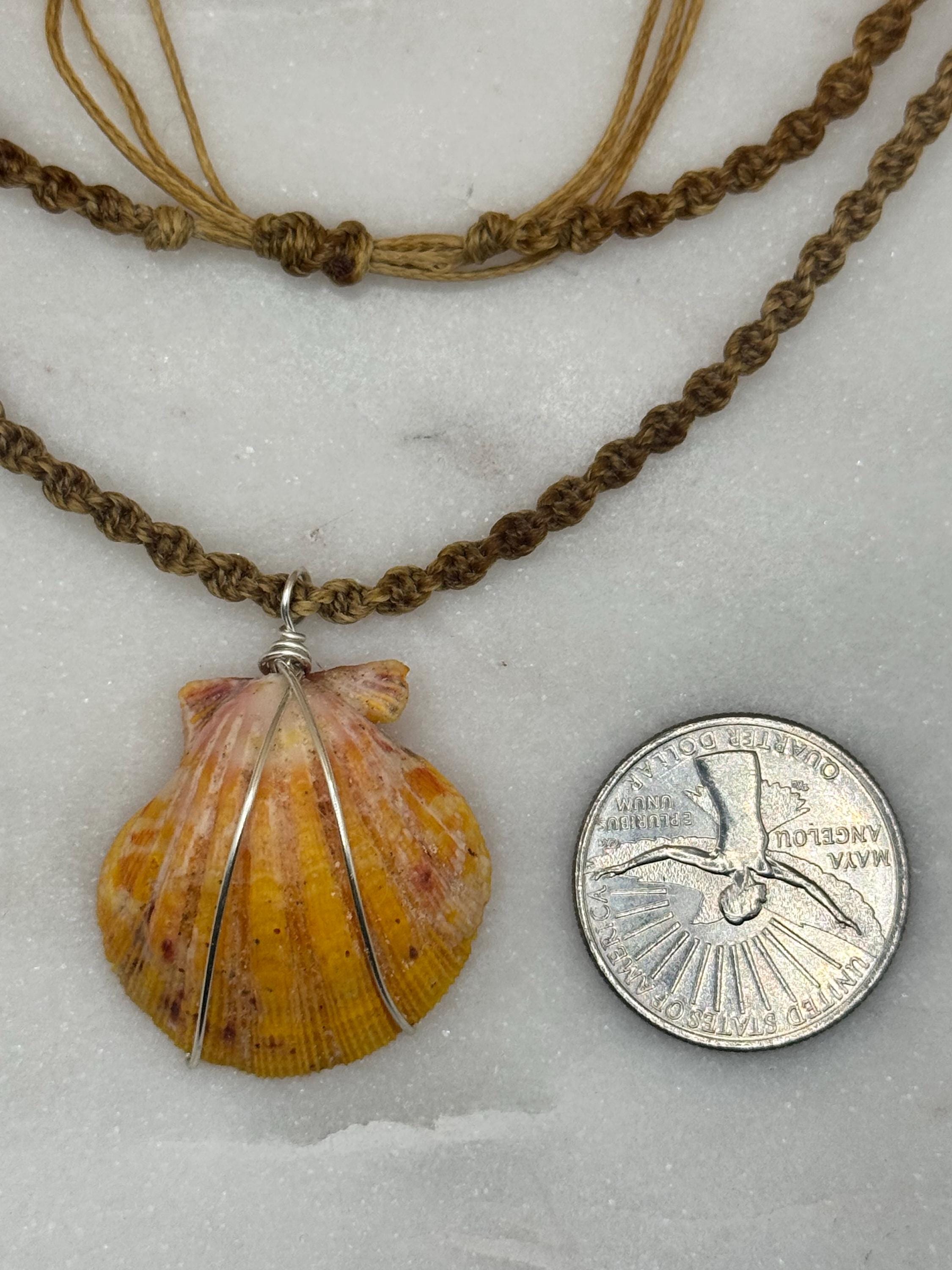 Hawaiian Sunrise Shell Macrame Necklace - waterproof - adjustable
