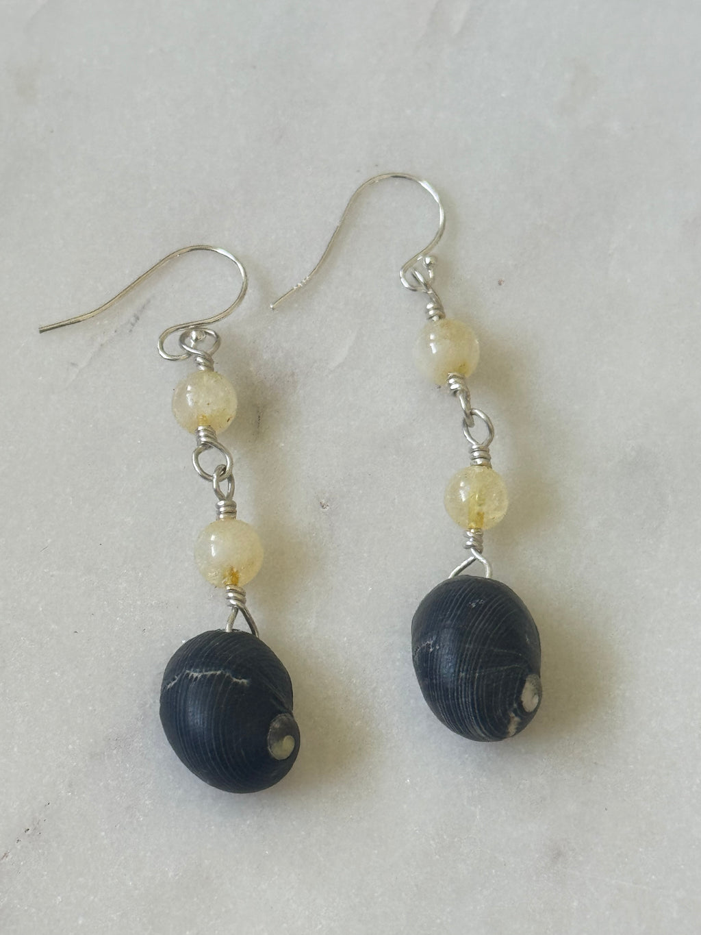 Sterling Silver Hawaiian Pipipi Nerite Shell Earrings - Beach Jewelry