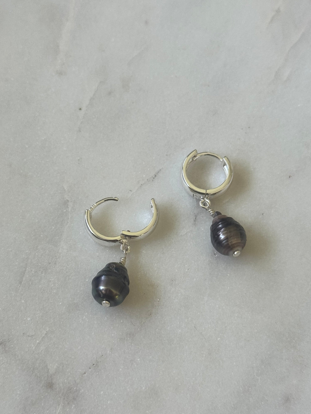 Tahitian Pearl Huggies - Sterling Silver