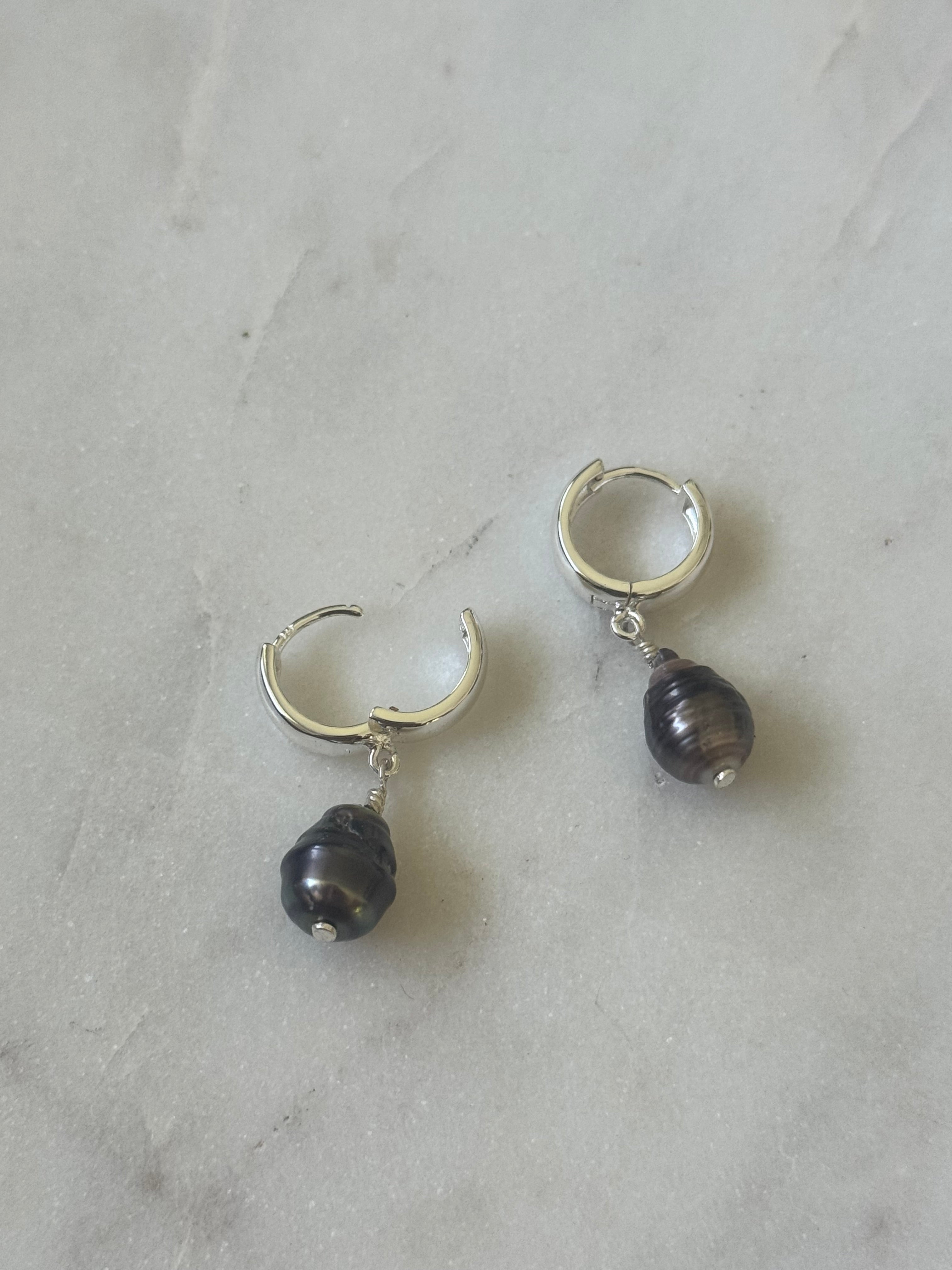 Tahitian Pearl Huggies - Sterling Silver