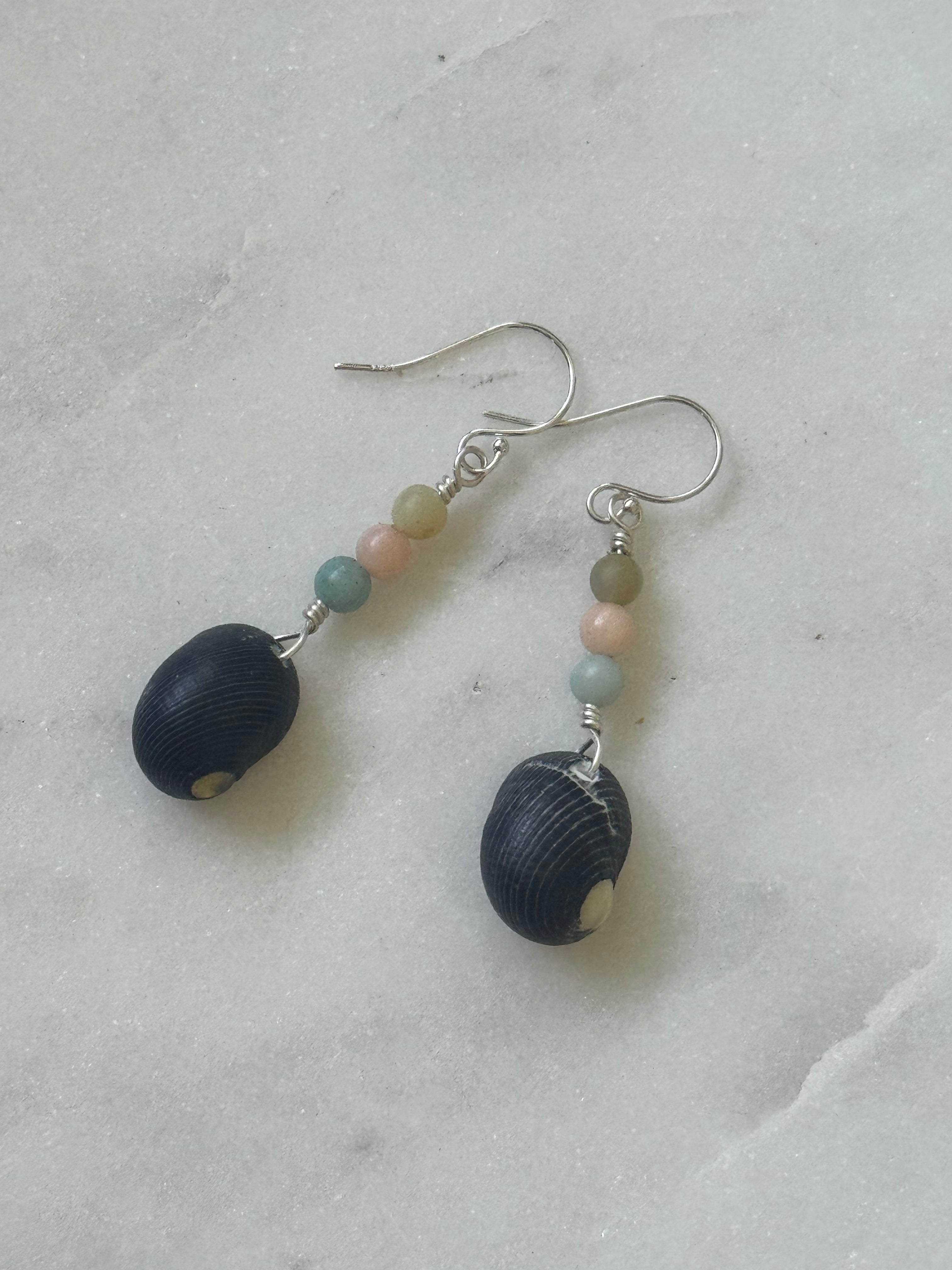 Sterling Silver Hawaiian Pipipi Nerite Shell Earrings - Beach Jewelry
