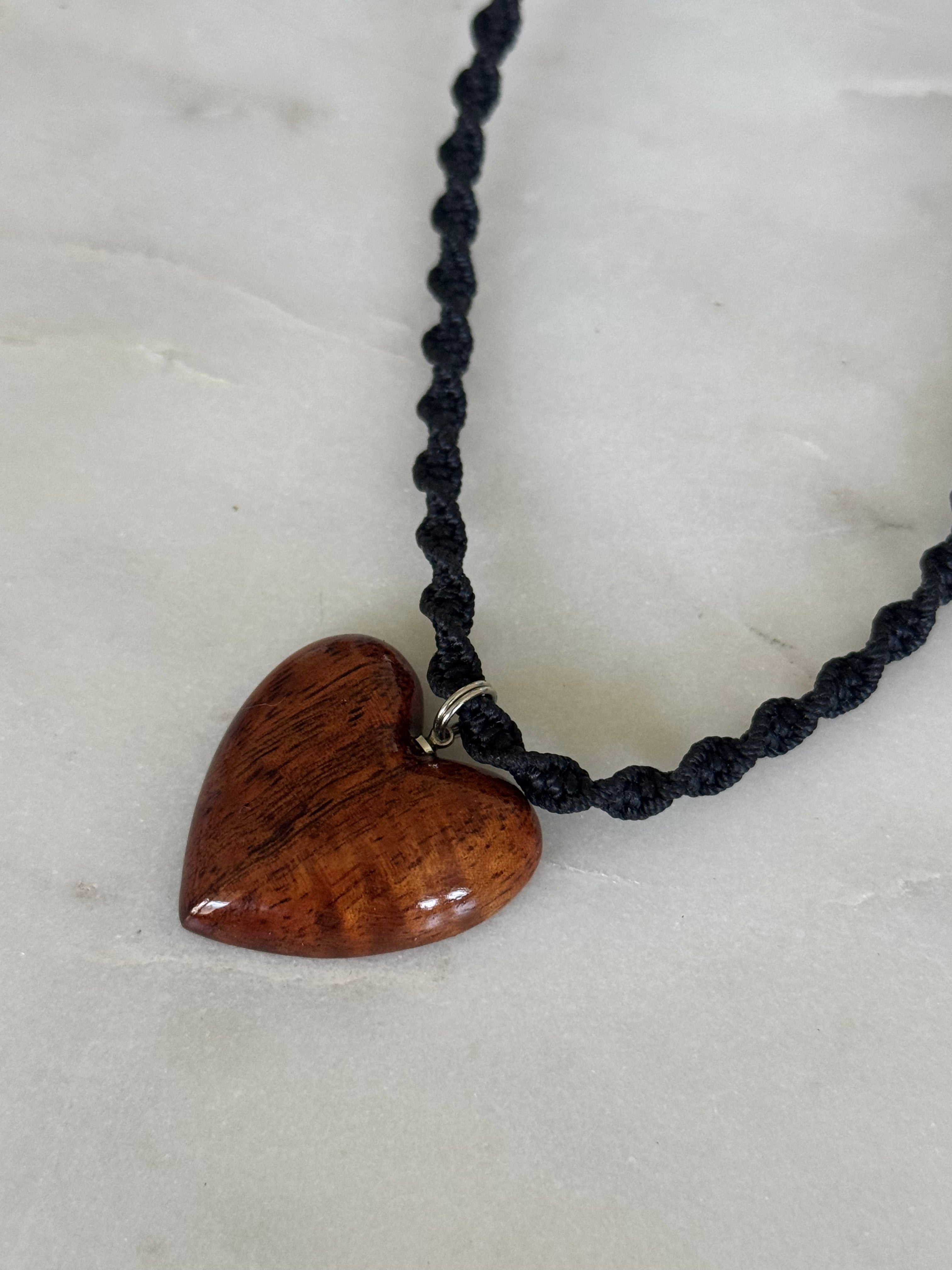 Koa Wood Necklace - Macrame - adjustable and waterproof