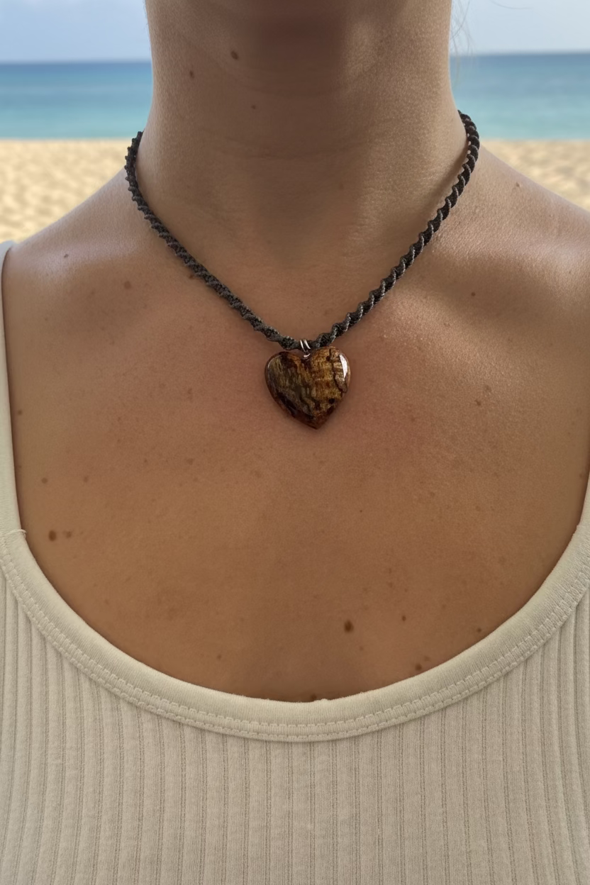 Koa Wood Necklace - Macrame - adjustable and waterproof
