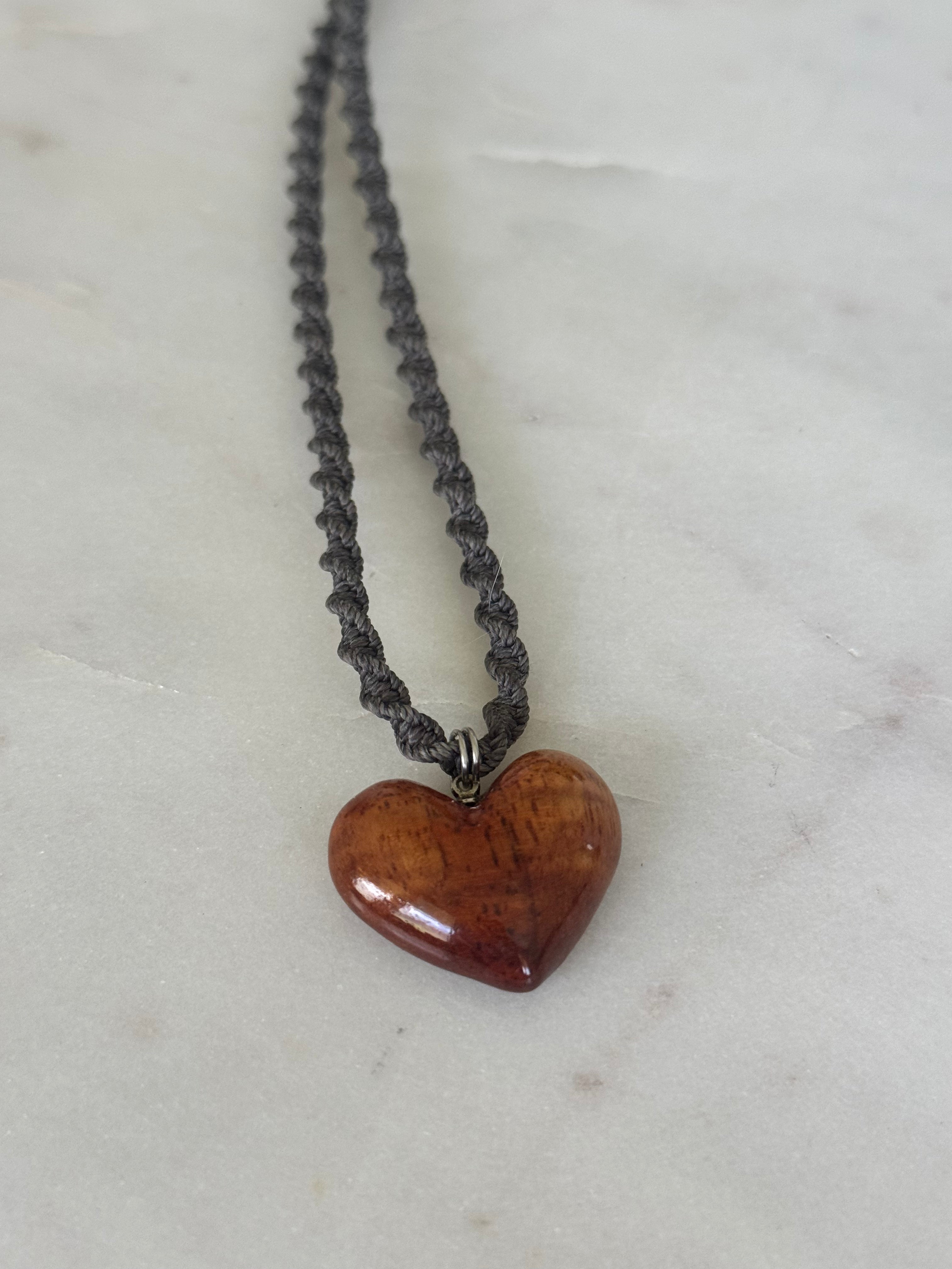 Koa Wood Necklace - Macrame - adjustable and waterproof
