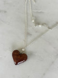 Sterling Silver Koa Wood Heart Necklace - made in Hawaii