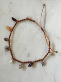 Macrame Shell Charm Anklet - adjustable and waterproof - Beach Jewelry
