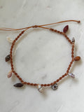 Macrame Shell Charm Anklet - adjustable and waterproof - Beach Jewelry