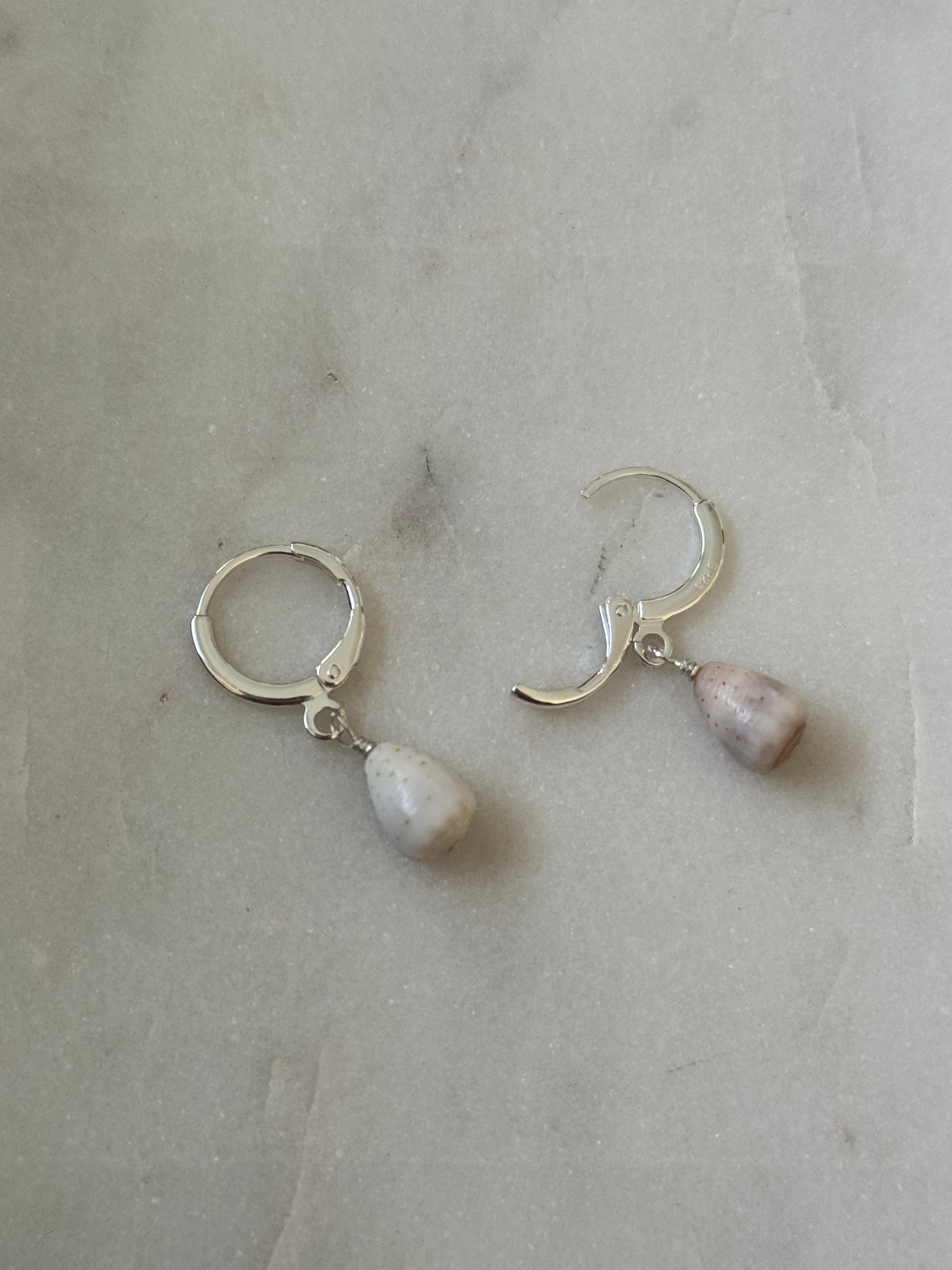 Sterling Silver Cone Shell Huggies - handmade in Hawaii - Beach Jewlery