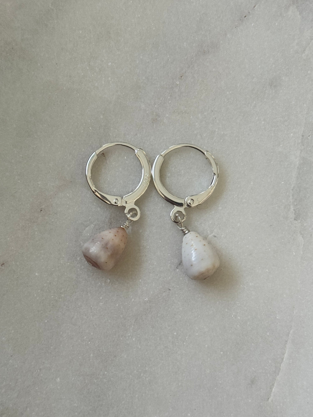 Sterling Silver Cone Shell Huggies - handmade in Hawaii - Beach Jewlery