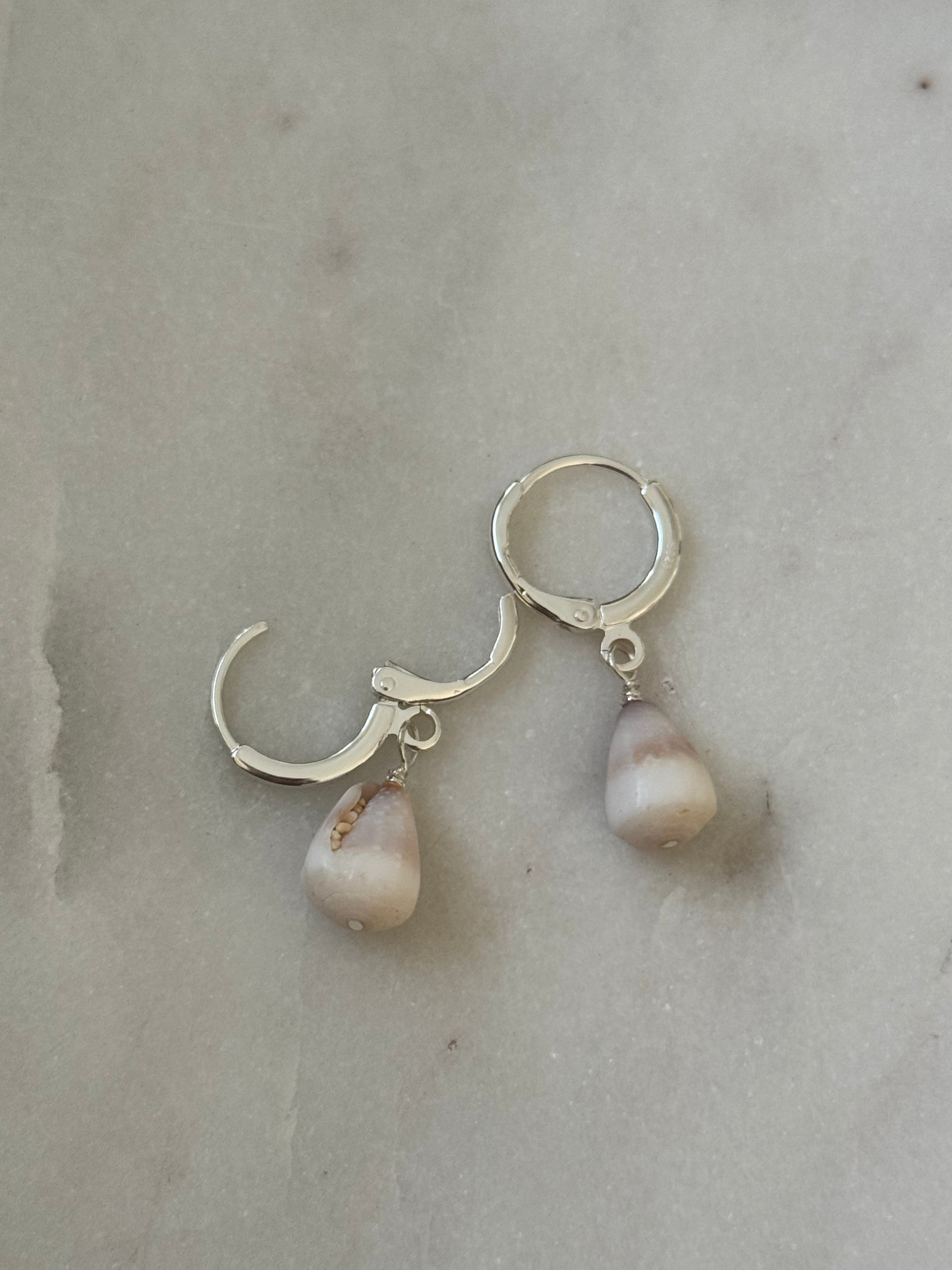 Sterling Silver Cone Shell Huggies - handmade in Hawaii - Beach Jewlery