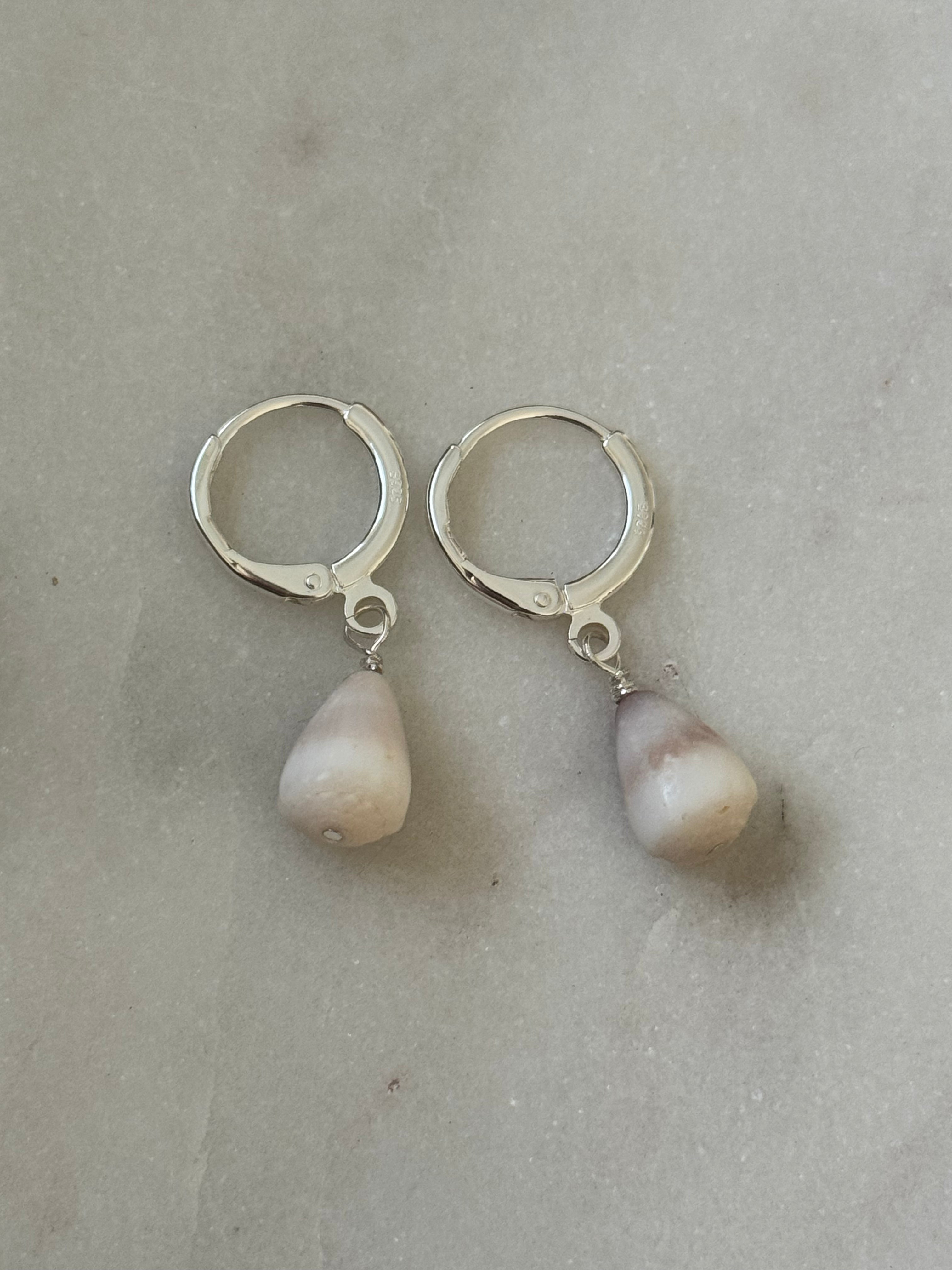 Sterling Silver Cone Shell Huggies - handmade in Hawaii - Beach Jewlery