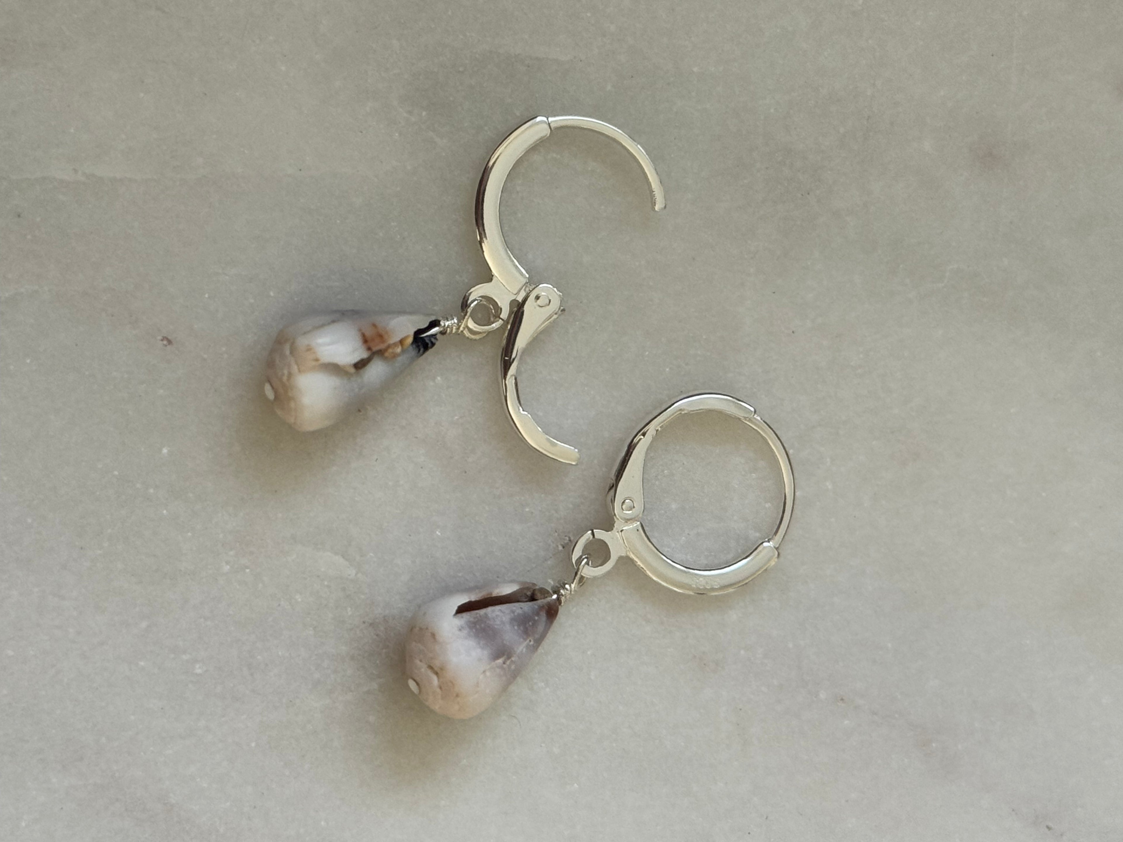 Sterling Silver Cone Shell Huggies - handmade in Hawaii - Beach Jewlery