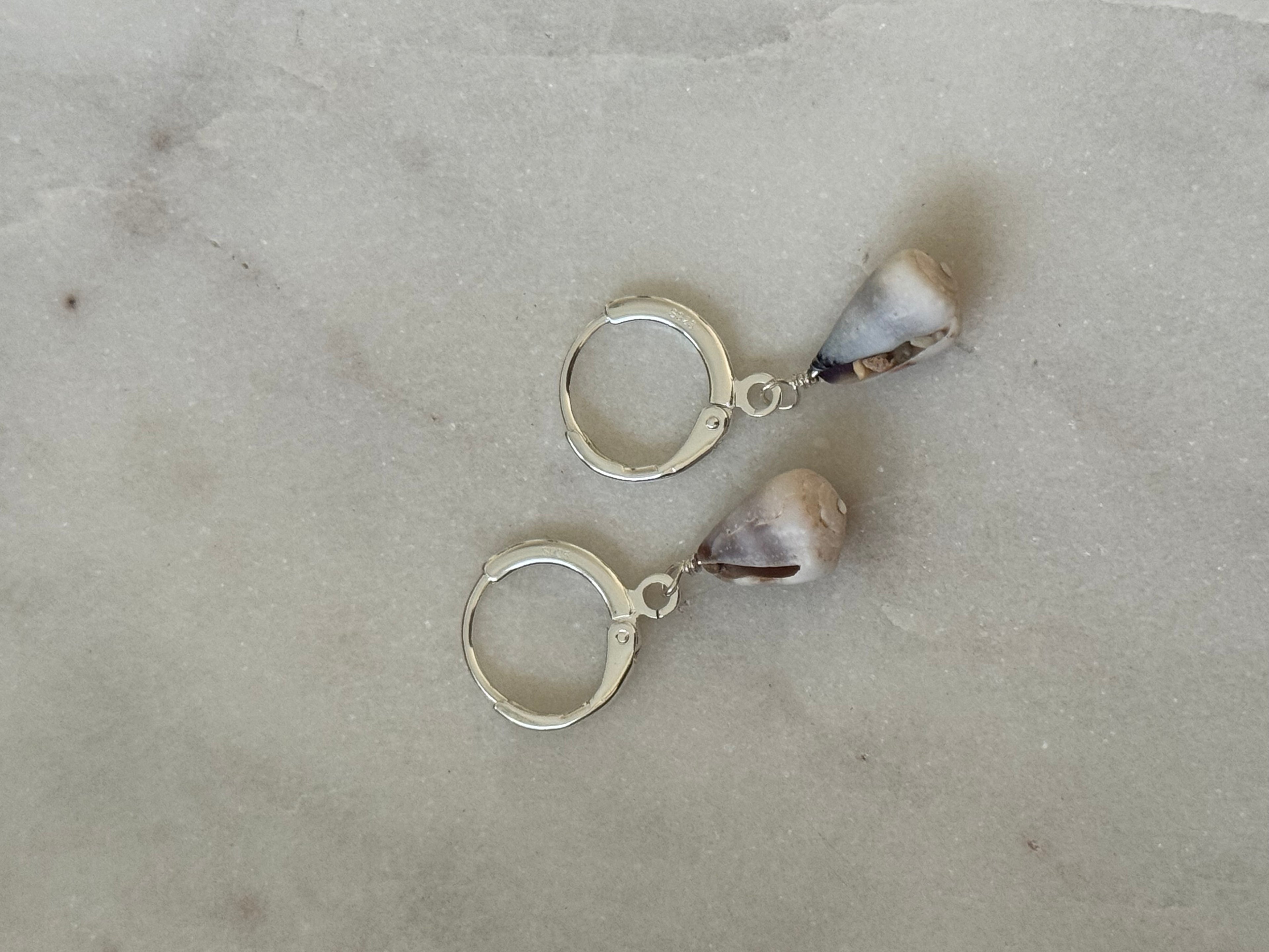 Sterling Silver Cone Shell Huggies - handmade in Hawaii - Beach Jewlery