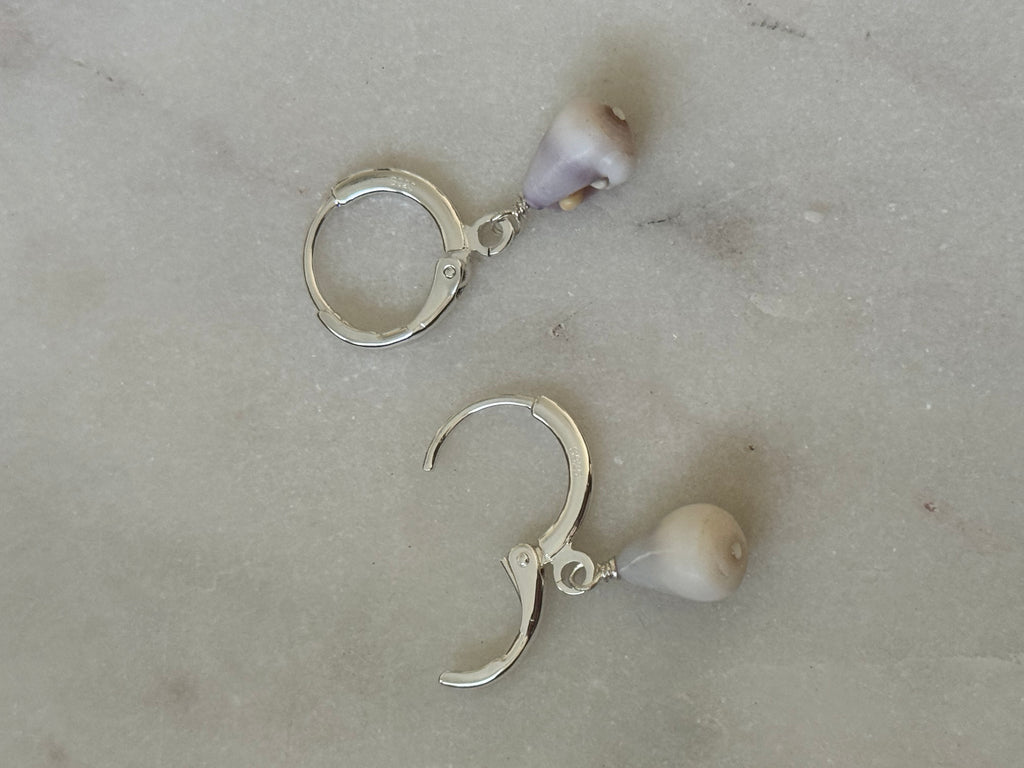 Sterling Silver Cone Shell Huggies - handmade in Hawaii - Beach Jewlery