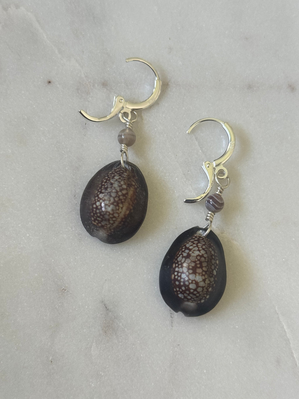 Sterling Silver Cowrie Shell Huggie Earrings - handmade in Hawaii - Beach Jewelry