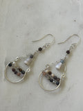 Dangly Sterling Silver Tourmaline and Cone Shell Earrings