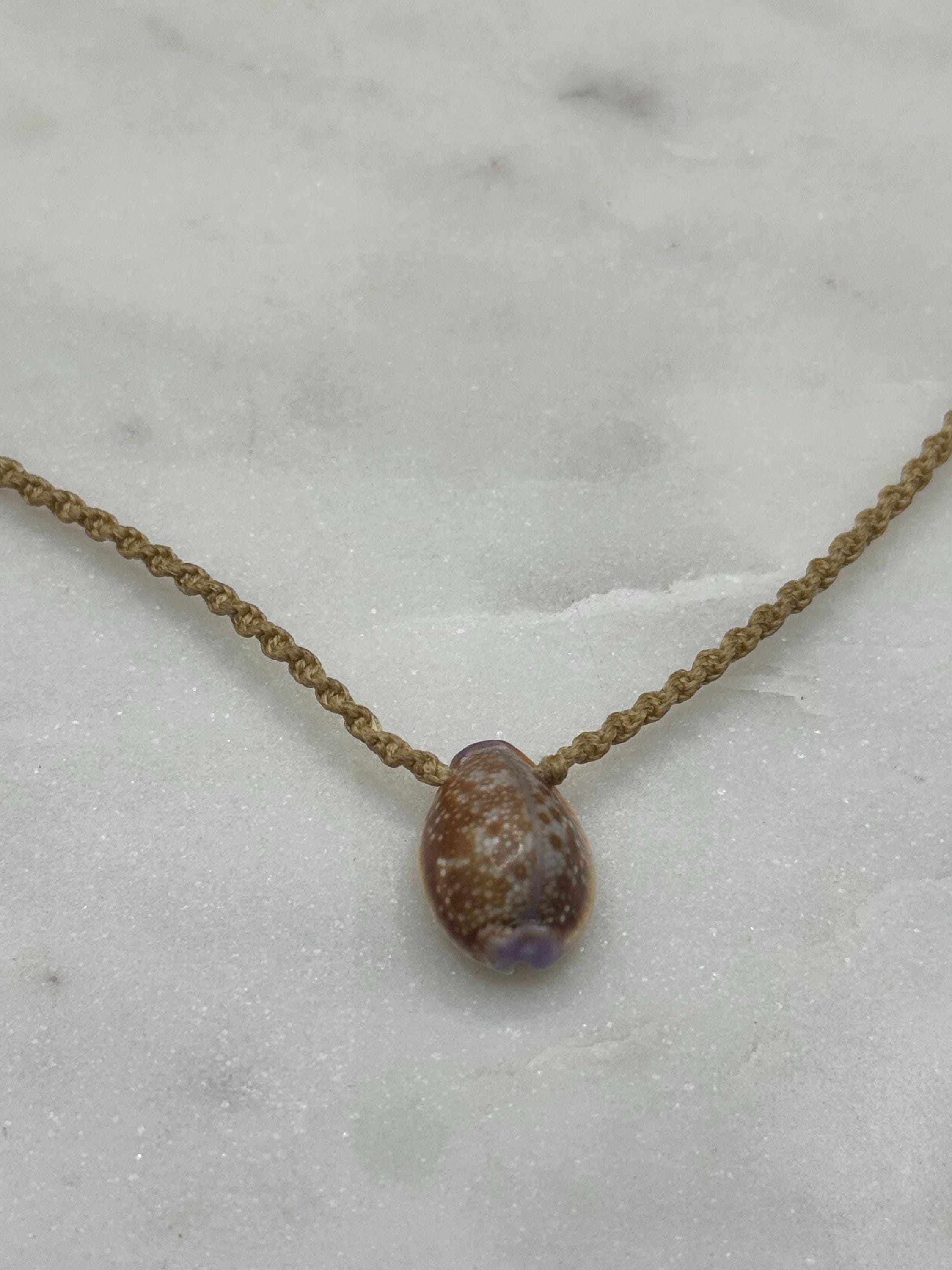 Cowrie Shell Necklace - handmade Macrame Necklace - waterproof - adjustable - made in Hawaii - Beach Jewelry