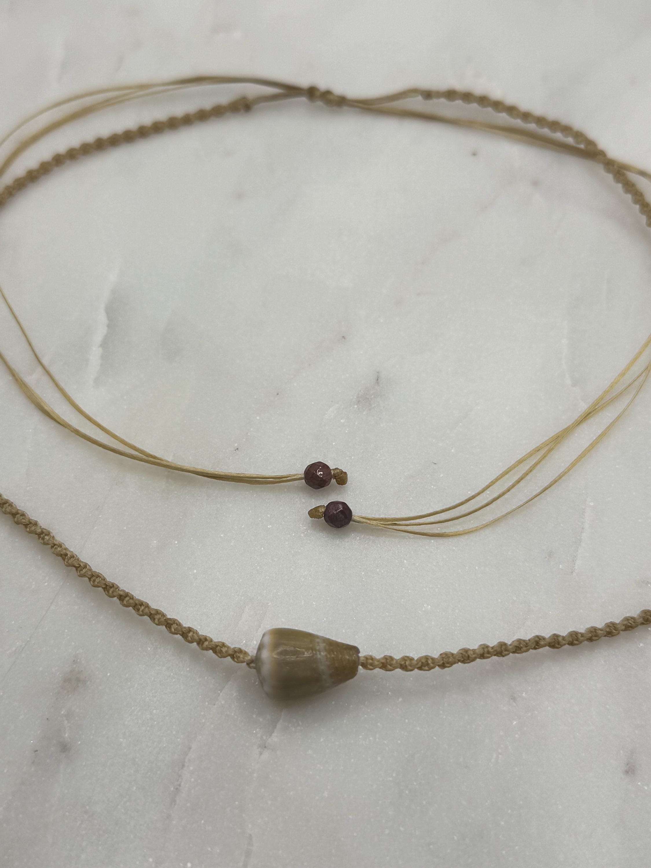 Adjustable Macramé Cone Shell Choker - Handcrafted Hawaii Beach Jewelry