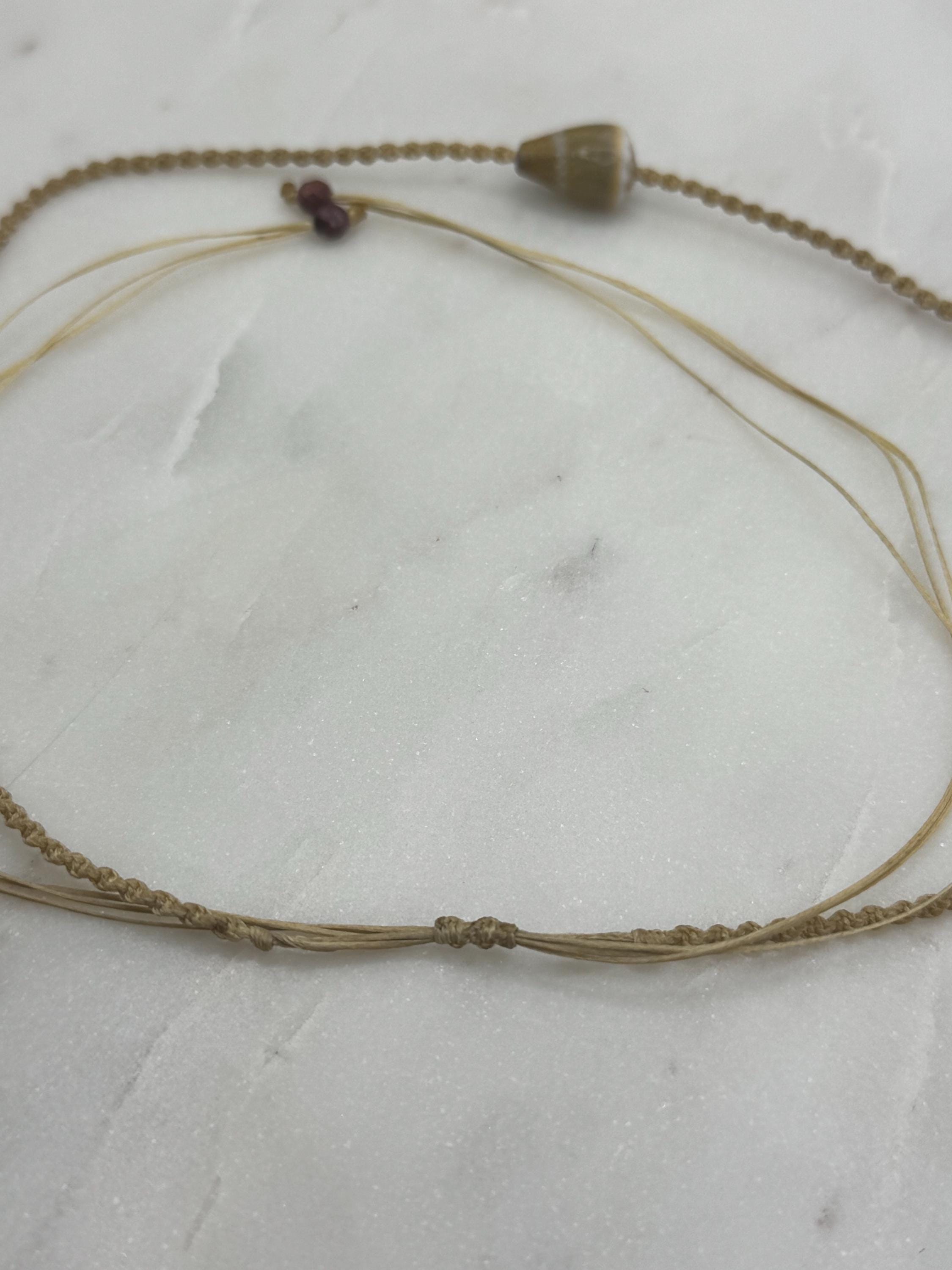 Adjustable Macramé Cone Shell Choker - Handcrafted Hawaii Beach Jewelry