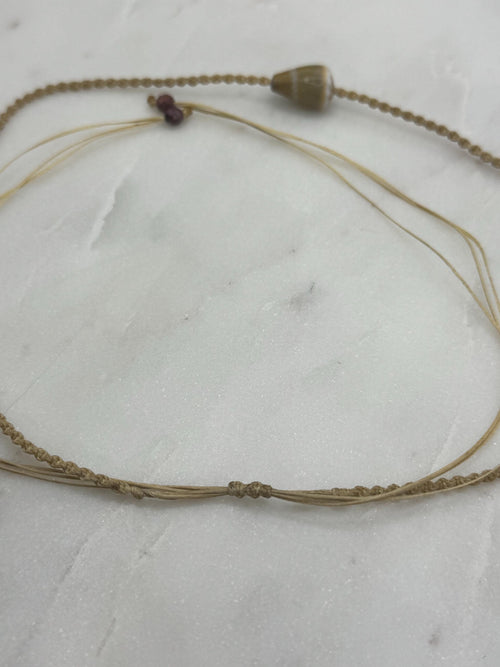 Adjustable Macramé Cone Shell Choker - Handcrafted Hawaii Beach Jewelry