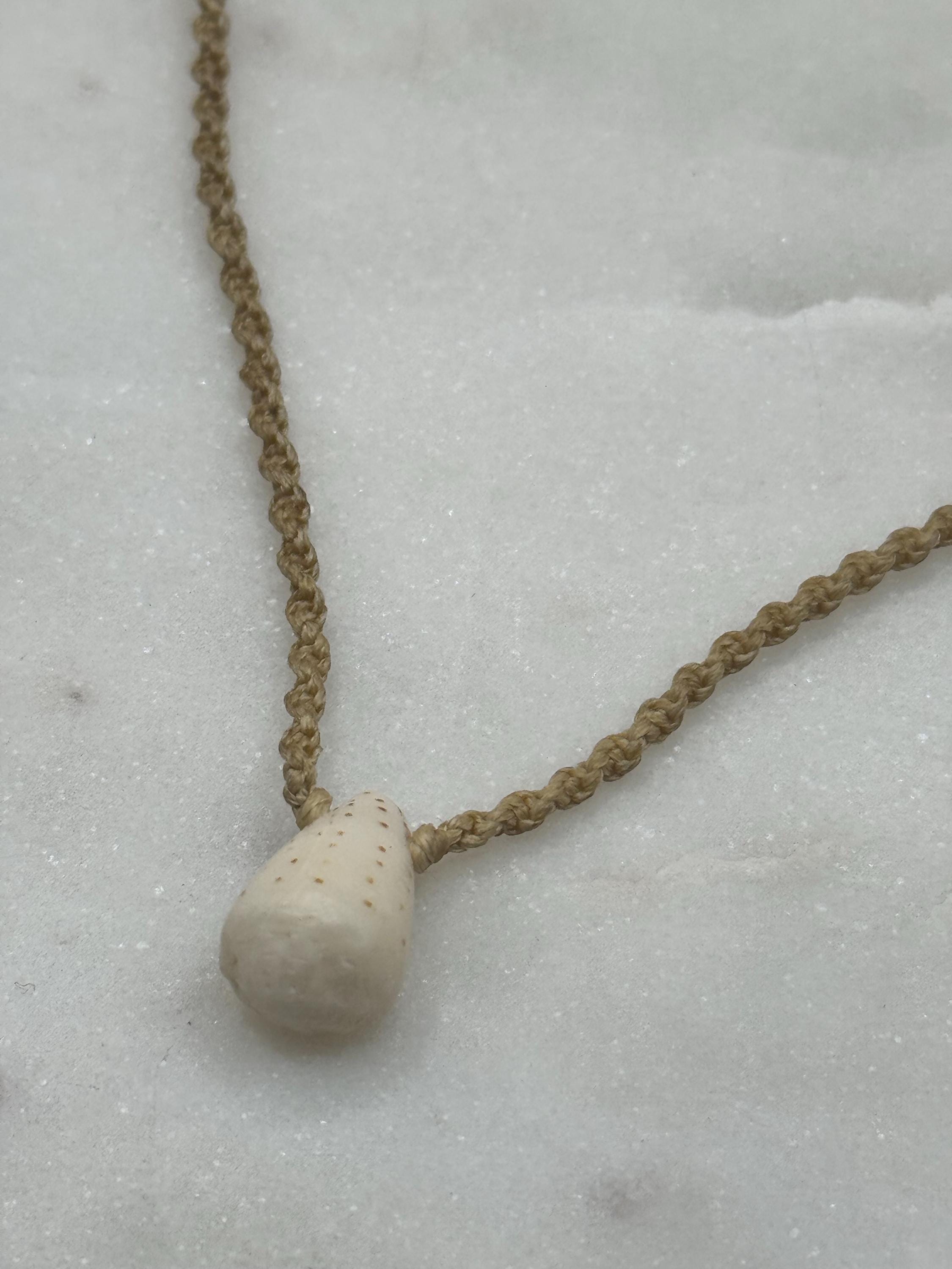 Handmade Macrame Hawaiian Cone Shell Necklace - Adjustable, Waterproof