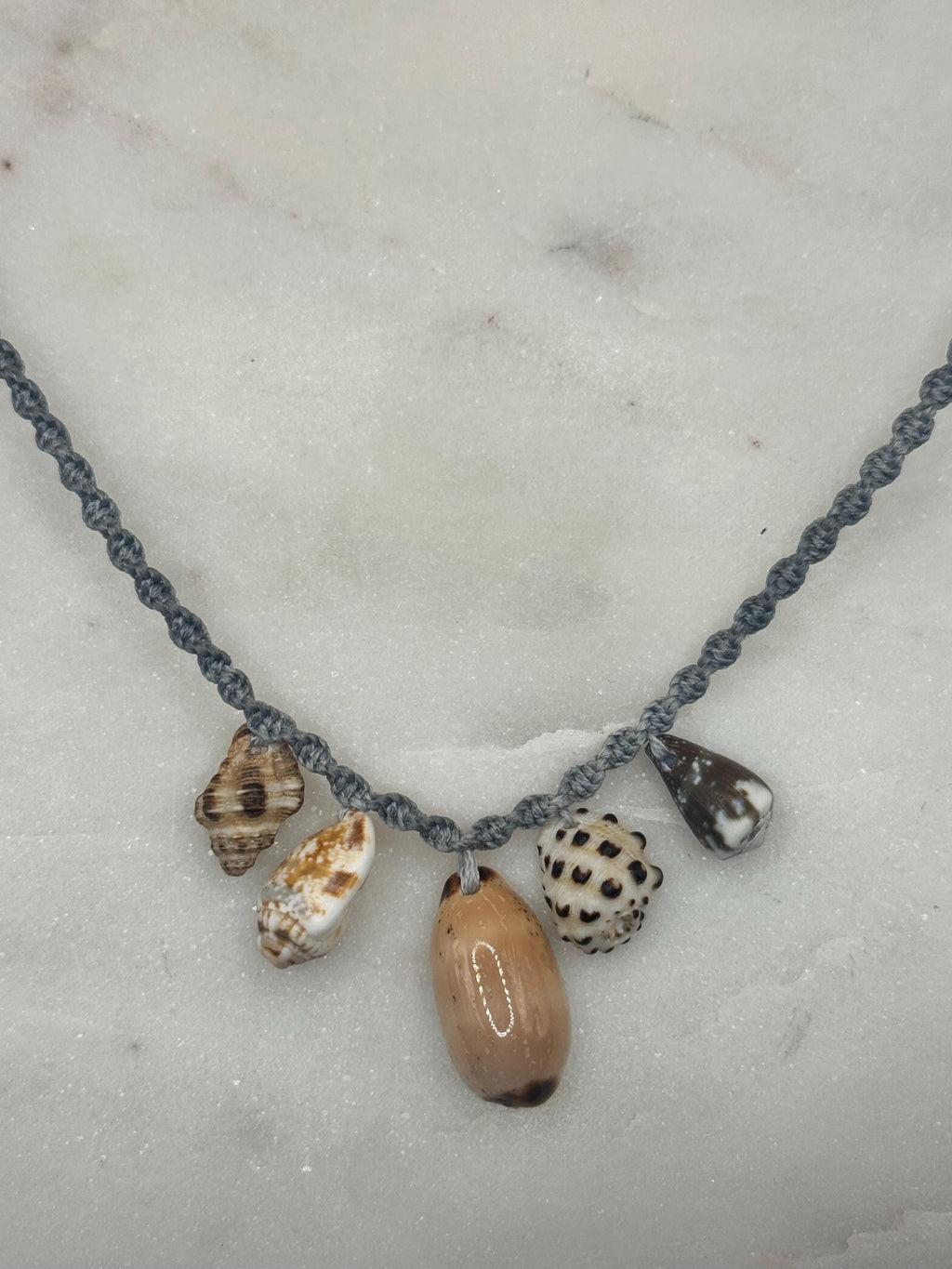 Macrame Seashell Charm Necklace - adjustable and waterproof - made in Hawaii