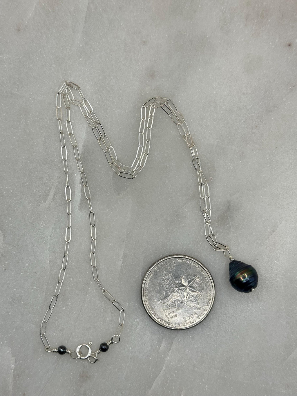 Sterling Silver Tahitian Pearl Necklace