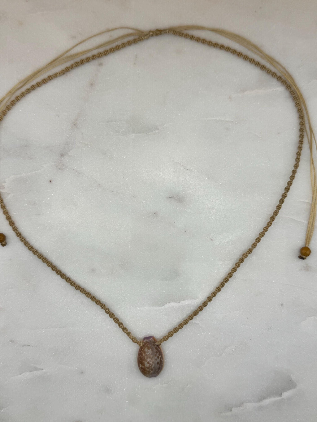 Cowrie Shell Necklace - handmade Macrame Necklace - waterproof - adjustable - made in Hawaii - Beach Jewelry