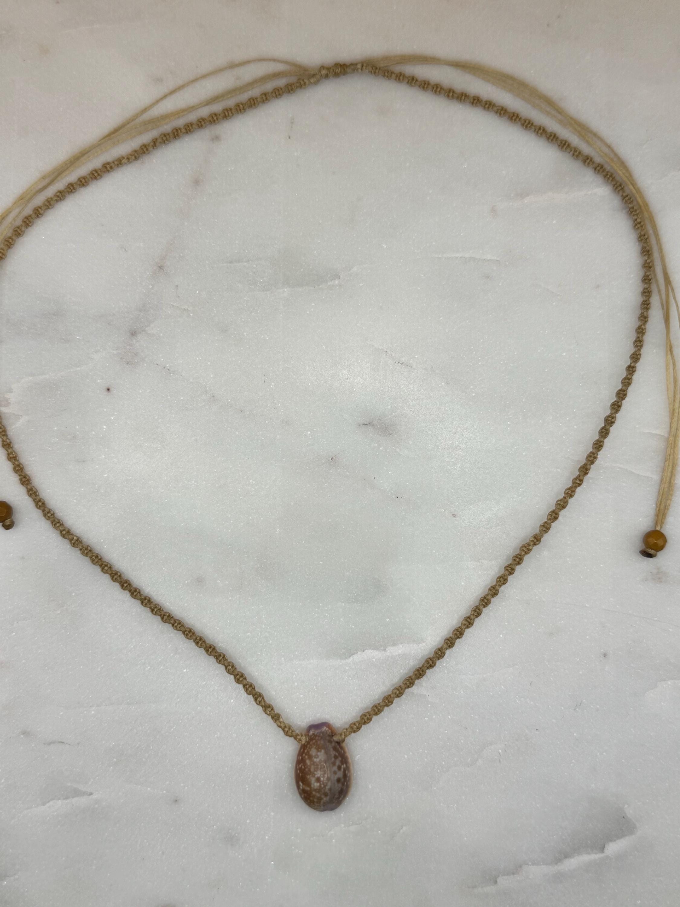 Cowrie Shell Necklace - handmade Macrame Necklace - waterproof - adjustable - made in Hawaii - Beach Jewelry